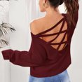 thumbnail image 4 of Aoochasliy Womens Sweaters Clothes Pullover Elastic Solid Color Strap V-neck Tops, 4 of 8