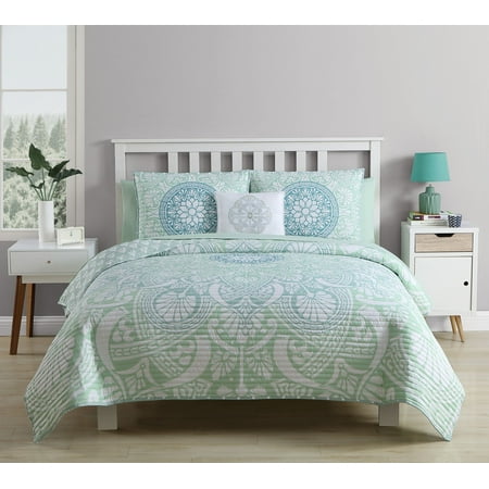 Mainstays Tory Reversible Medallion Bed in a Bag Quilt Set