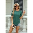 thumbnail image 2 of XCHQRTI Womens Irregular Hem Tshirt Buttons Slit Blouse Solid Color Blouse Short Sleeve Casual Tops, 2 of 7