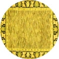 thumbnail image 1 of Ahgly Company Machine Washable Indoor Round Abstract Yellow Modern Area Rugs, 7' Round, 1 of 4