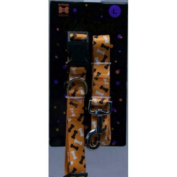 Buttons & Bones Halloween Dog Collar & Leash Set Size Large