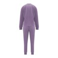 thumbnail image 5 of Elainilye Fashion Women Two Piece Outfits Fall Sweatsuit Casual Round-Neck Button Long Sleeve Top Elastic Waist Pants Sets,Purple, 5 of 9