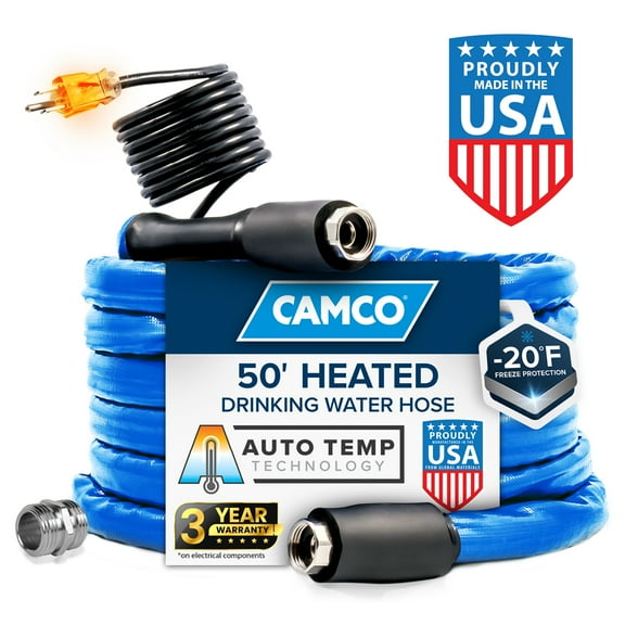 Camco 50-Foot RV Heated Water Hose, Certified for Drinking Water & Lead-Free (22912)
