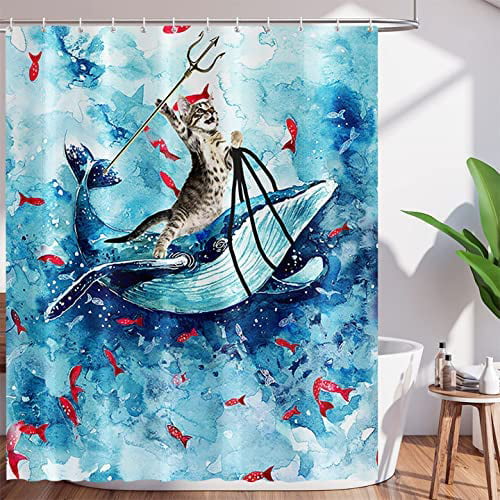 Abstract Cute Cats Shower Curtain Liner Polyester Fabric Bathrooom Decor Hooks 