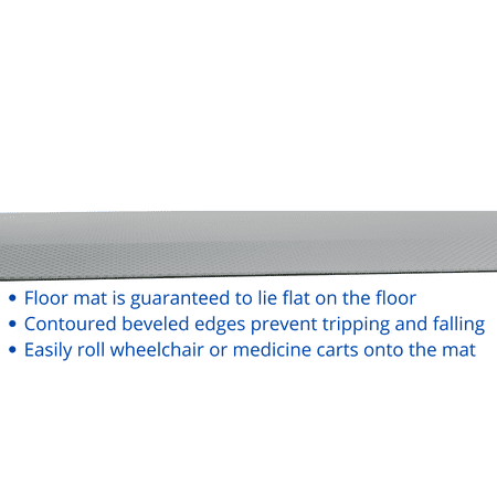 Secure FlatPad Bedside Fall Protection Safety Floor Mat with Beveled Edges - Elderly Seniors Handicap Injury Prevention and Caregiver Anti Fatigue Pad - Waterproof Non Slip Cover (70" x 24" x 1")