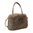 thumbnail image 2 of Bolso de mano de felpa para mujer, bolso de mano con asa superior suave para viajes, desplazamientos y vacaciones. Caqui, 2 of 8