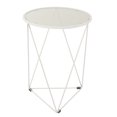 thumbnail image 3 of HomePop Metal Accent Table Triangle White Base, Round Mirror Top, 3 of 6