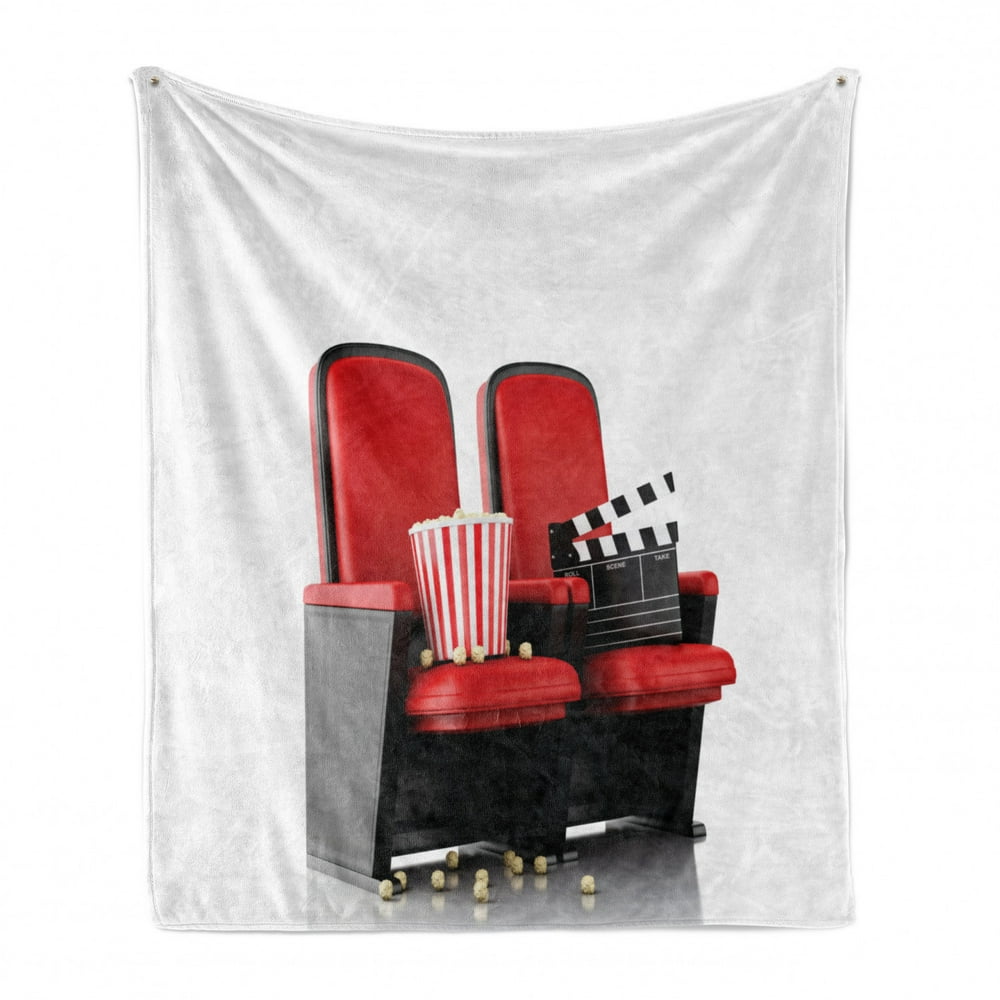 Movie Theater Soft Flannel Fleece Blanket, 3D Illustration Cinema