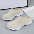 thumbnail image 5 of Dakaela Mules for Women Slip on Sneakers Breathable Knit Flats Closed Round Toe Low Top Loafers Beige 7, 5 of 7