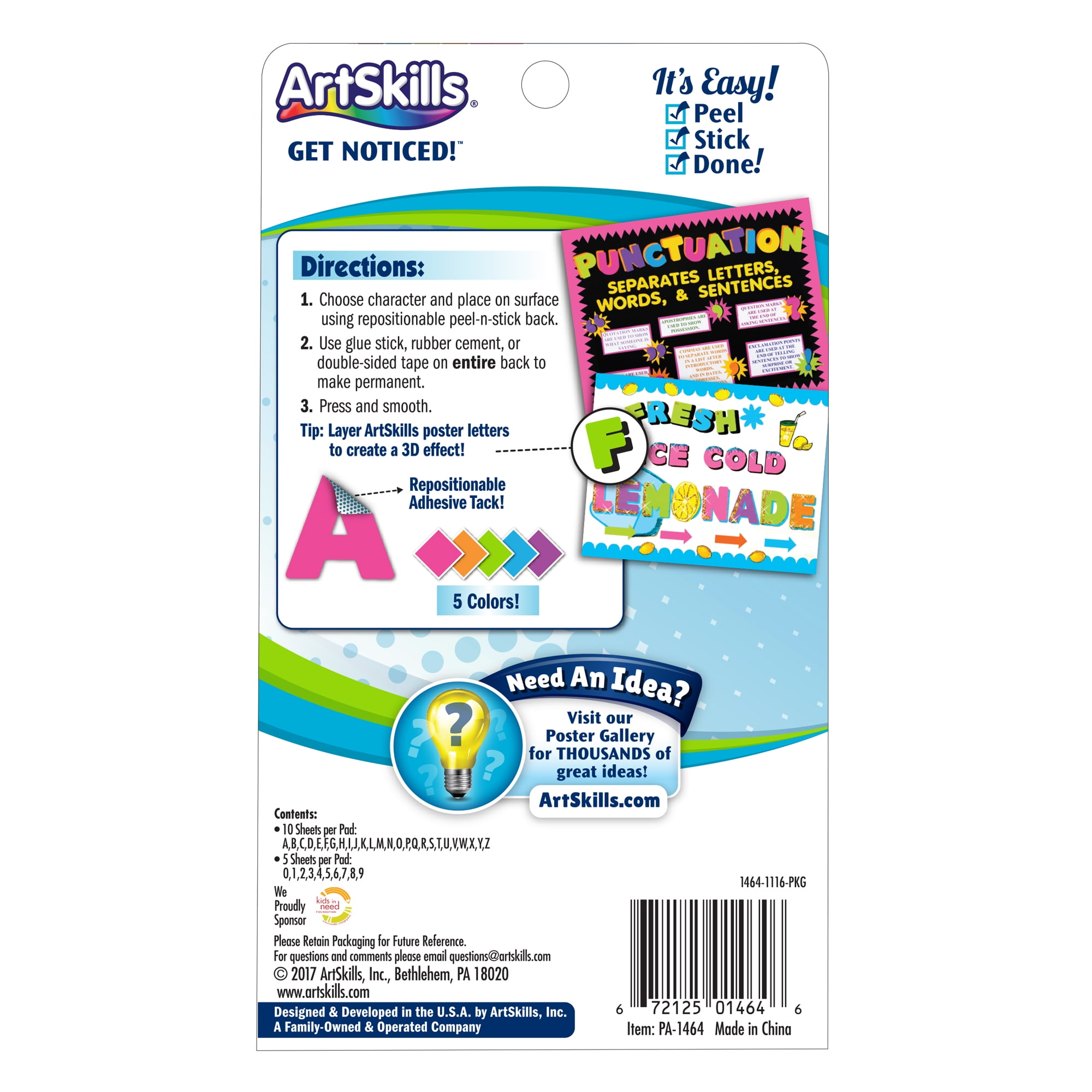 ArtSkills 2.5" Paper Letters and Numbers for Poster Boards, Kids School and Craft Projects, Neon Colors, 310 Count