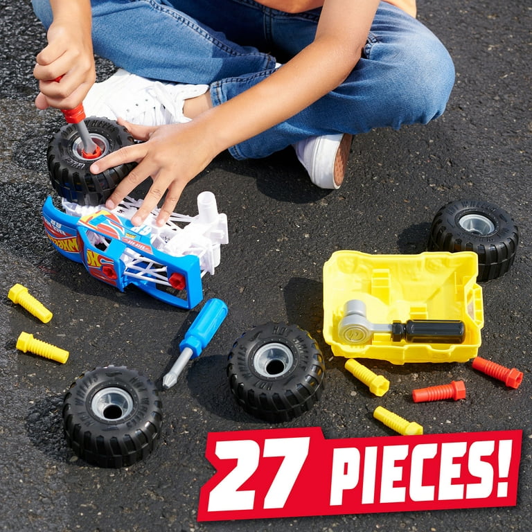  Mattel Hot Wheels Ready-to-Race Monster Truck Builder Race Ace,  27-Piece Pretend Play Set, Kids Toys for Ages 3 Up by Just Play : Toys &  Games