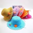 thumbnail image 3 of gorro niña Sombrero de paja ondulado para niña y bebé, sombrero de verano con cinta decorativa, para playa, de 1 a 8 años, 3 of 4
