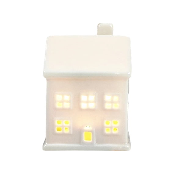 FXMLRLK White Theme - Ceramic Christmas Village Houses, Glowing Lighted Holiday Decorations for Indoor Tabletop, Farmhouse Country Style Christmas Home Decor,Style 18