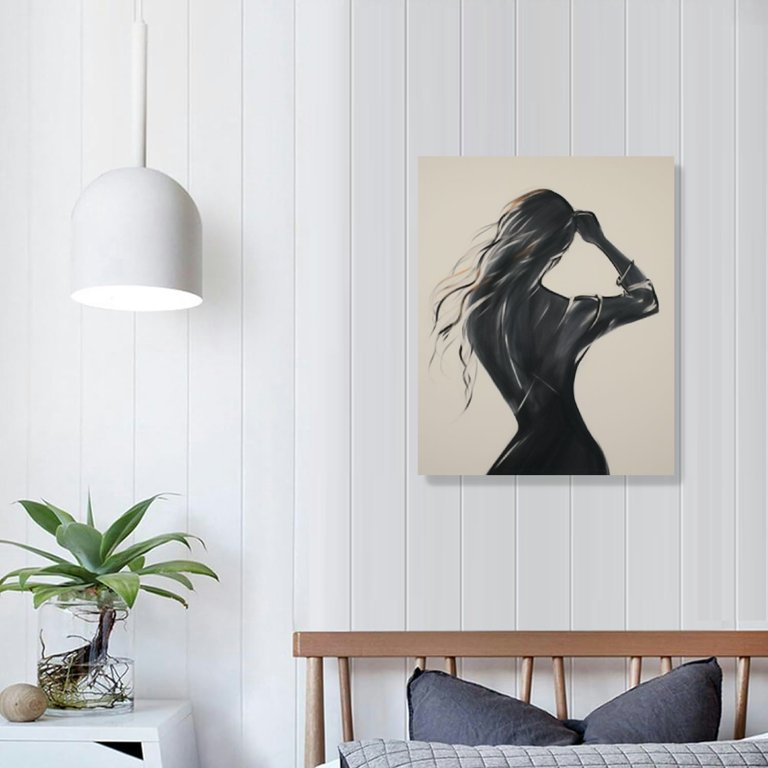 Nawypu Nude Pencil Drawings Woman Line Pink Bedroom Canvas Wall