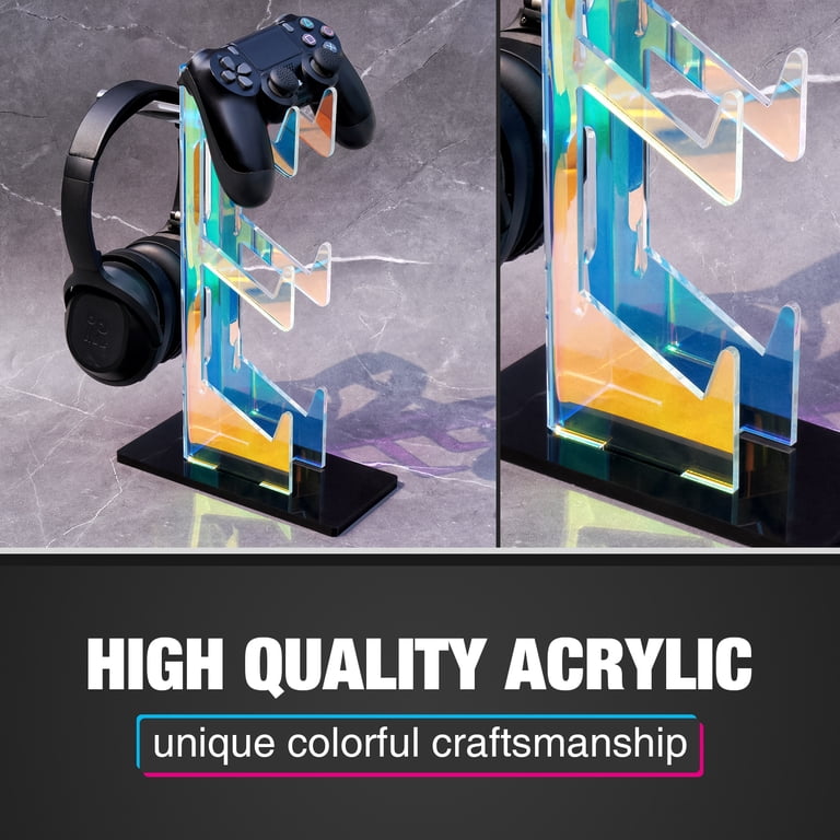 LED Headphone & Controller Stand With Remote - 16 Color 3D Light Up Holder For Gaming Accessories