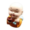 thumbnail image 1 of Mini Flower Pot with Resin Laughing Monk and Artificial Basimu Plant for Desk or Office Decor, 1 of 6