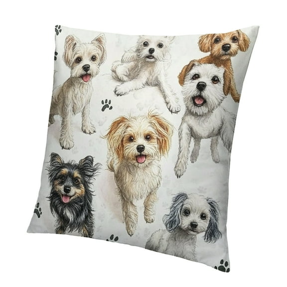 BCIIG Cute dog hug pillowcase, pet dog themed home living room decoration cushion cover, reversible cute dog animal floral decoration pillow case 12x12in