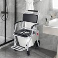 thumbnail image 2 of Costway 4-in-1 Bedside Commode Chair with Brakes, Bucket Footrest Padded Seat & Backrest, 2 of 10