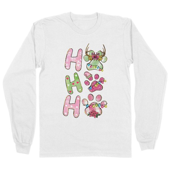 Puppy Ho Ho Ho Long Sleeve Shirt Unisex Large White