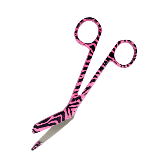 Artzone Lister Bandage Scissors - 5.5-Inch Cynamed Stainless Steel Shears - Pink Zebra Stripes