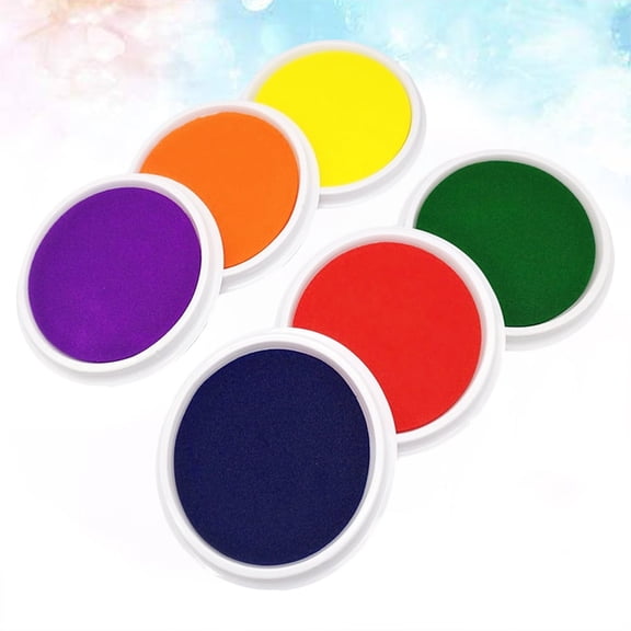 LQCrafK 6 Pcs Hand Ink Pad Stamp Pad Washable Finger Palm Ink Colorful Graffiti Ink Pad for Children Kids (Random Color)