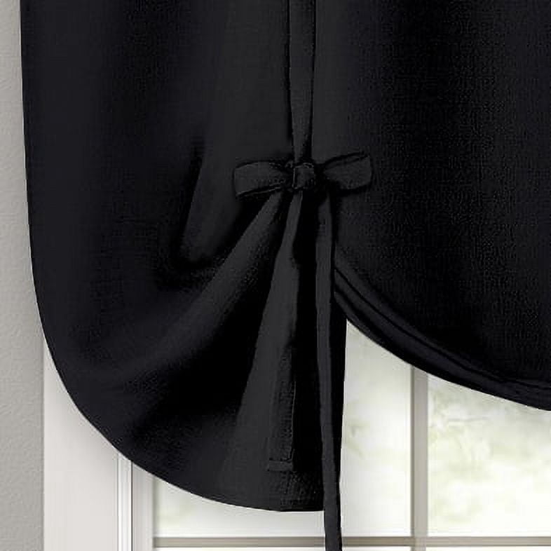 Darcy Window Light Filtering Curtain Tie Up Shade - 58" x 63" - Black