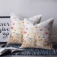 thumbnail image 3 of Colorful Wildflower Throw Pillow Covers, Soft Pillowcases with Invisible Zipper, Botanical Vintage Floral Country Retro Square Pillow Cushion Covers for Living Room Couch Sofa Bed 18x18 Inches, 3 of 8