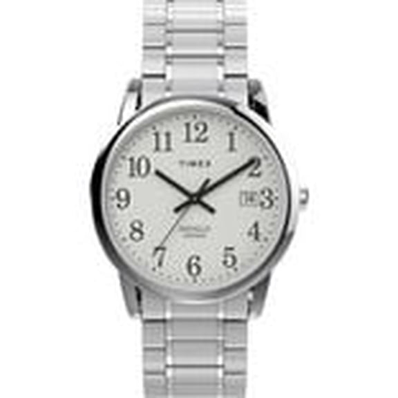 Timex Men's Easy Reader 35mm Watch - Silver-Tone Expansion Band White Dial Silver-Tone Case