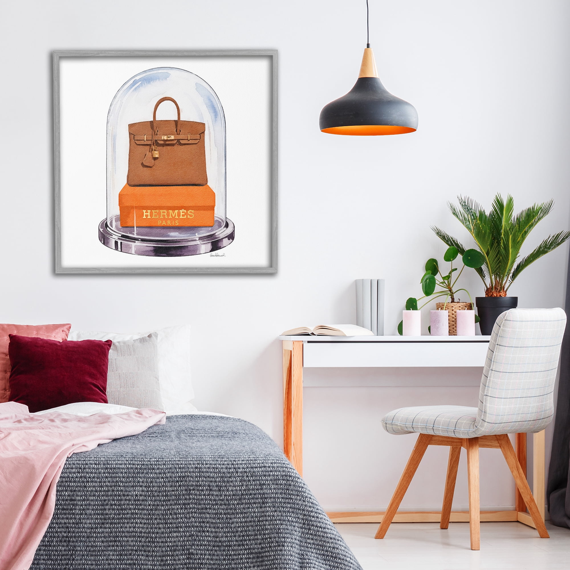 Stupell Industries Luxury Handbag Dome Gray Framed Giclee Art, design by Amanda Greenwood