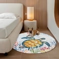 thumbnail image 3 of Round Area Rug 4ft, Watercolor Coastal Sea Turtle Coral Seahorse Starfish Non-Shedding Washable Area Rug, Underwater World Non Slip Low-Profile Circle Rugs for Living Room, Bedroom Dining Room, 3 of 9