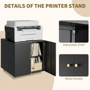 Marcree Modern Durable Metal Printer Stand with Storage, Small Rolling Workstation for Home Office