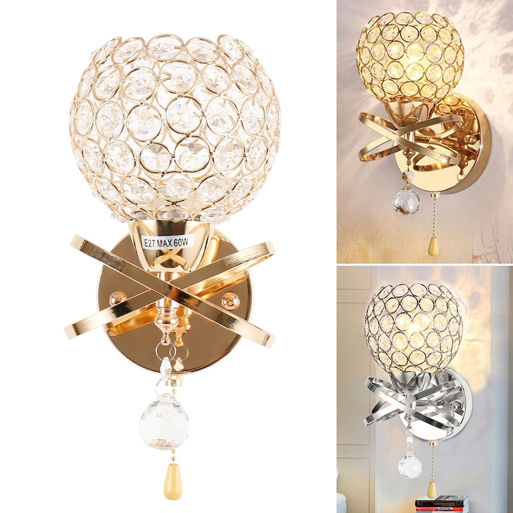 ODOMY Crystal Pendant Wall Lights LED Wall Lamp Fixture E14 Socket Home