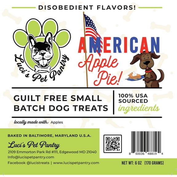 American Apple Pie "Apple Biscuits" Homemade Dog & Puppy Treats! Gift Box with 4 - 6 oz. Treat Bags