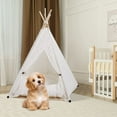 thumbnail image 3 of Cat Dog House with Cushion for Medium and Large Pet Outdoor Indoor Washable Foldable Portable Houses Lace Style Pet Teepee Tent m Canvas Cotton, 3 of 7