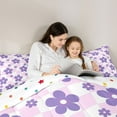 thumbnail image 5 of Homewish Lovely Daisy Flower Full Size Comforter Sets,Cartoon Floral Bedding Comforter Set,Pink Purple Bedding Sets For Girl,Microfiber Bedroom Decor Reversible,3-Piece, 5 of 8