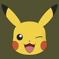 thumbnail image 2 of Junior's Pokemon Pikachu Wink Face Racerback Tank Top Military Green Small, 2 of 4