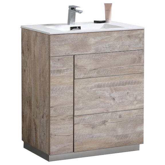Milano 30" Nature Wood Modern Bathroom Vanity