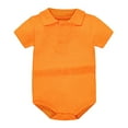 thumbnail image 4 of Baby Rompers Boy Baby Newborn Boys and Girls Summer Solid Bodysuit Short Sleeve Breathable Lightweight Button Up Casual Jumpsuit Toddler Romper Orange 9 Months-12 Months, 4 of 4