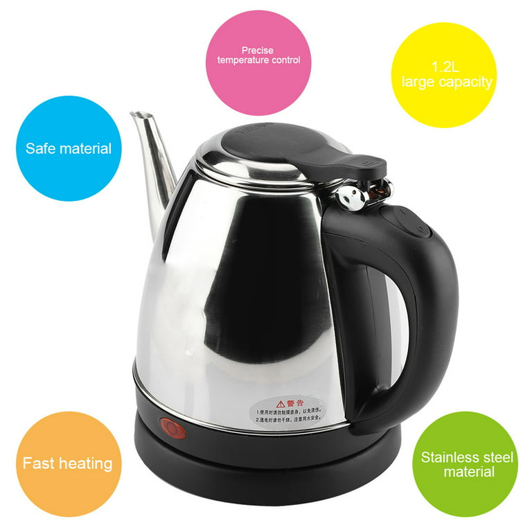 Stainless Steel Electric Kettle Cordless Pot 1.2l Portable