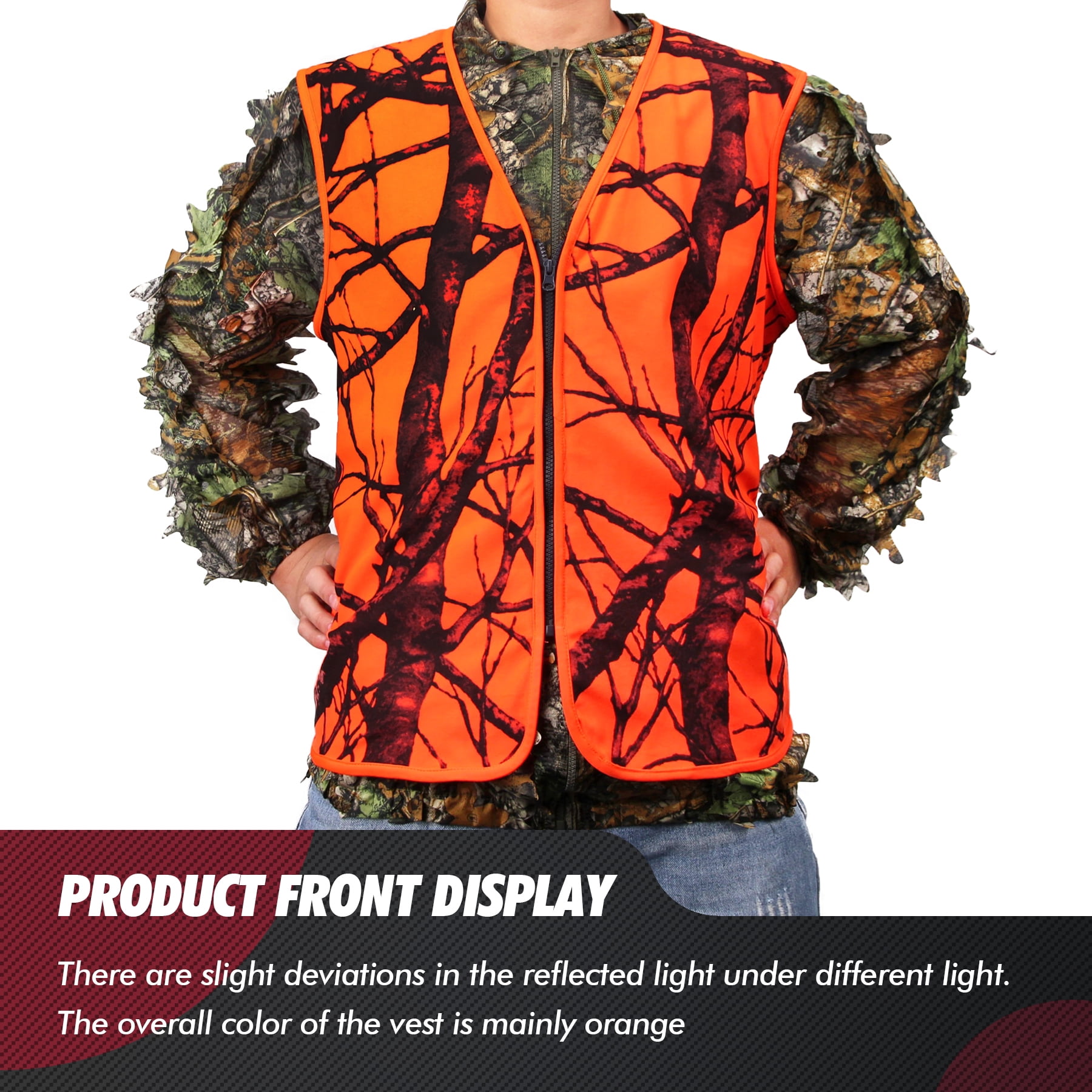 Guguluza Orange Hunting Vest Outdoors Deer Hunting Safety Vest For Men Women Lightweight zipper Closure M Orange