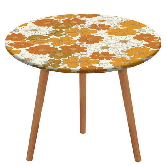 Nostalgic Vintage Floral Round Fitted Tablecloth with Elastic Edge Outdoor Tablecloth Washable Round Table Cover Reusable Tablecloths for Kitchen Picnic Party Fits 40-54" Diameter Round Tables