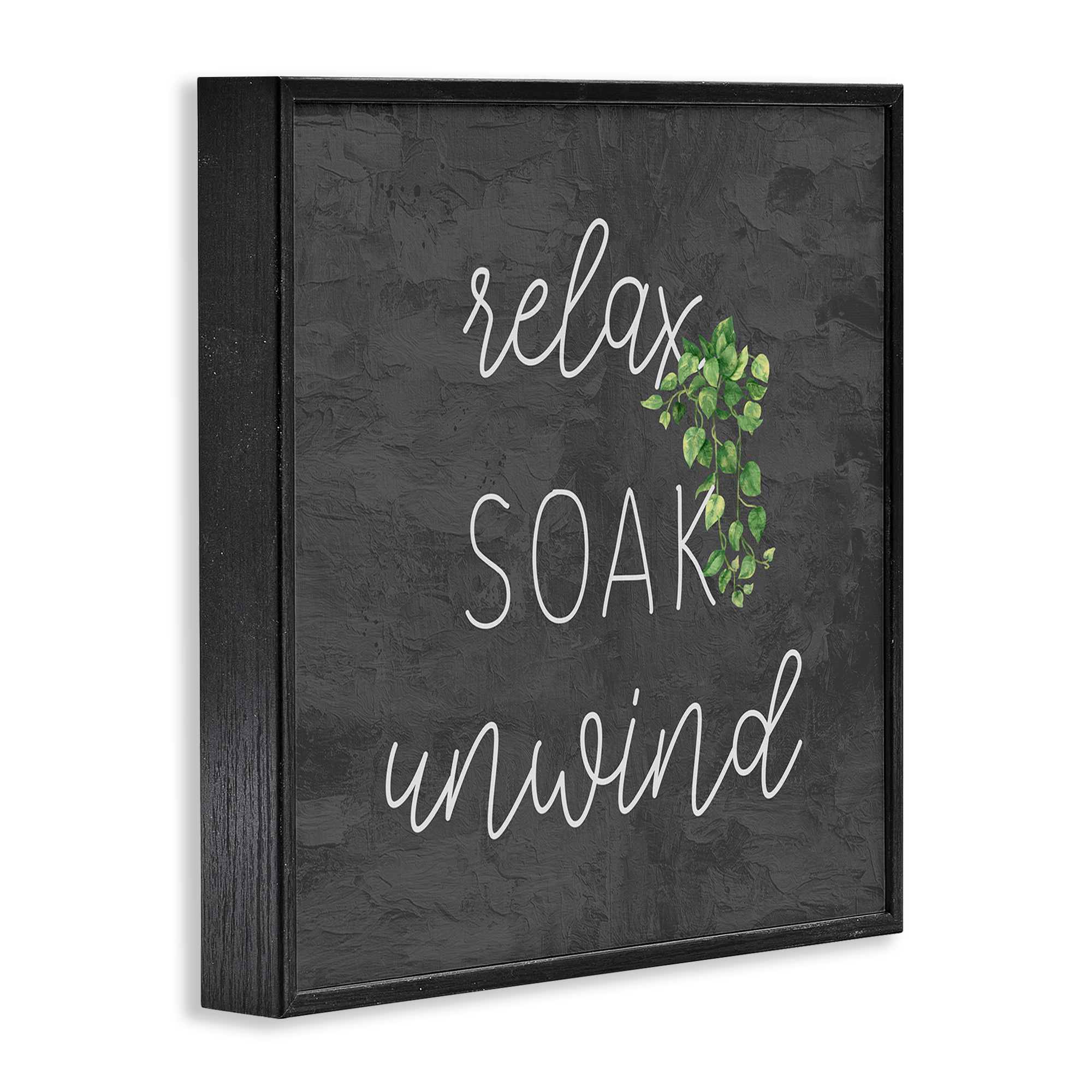 Stupell Industries Relax Unwind with Botanicals Bath & Laundry Painting Black Framed Art Print Wall Art, 24 x 24