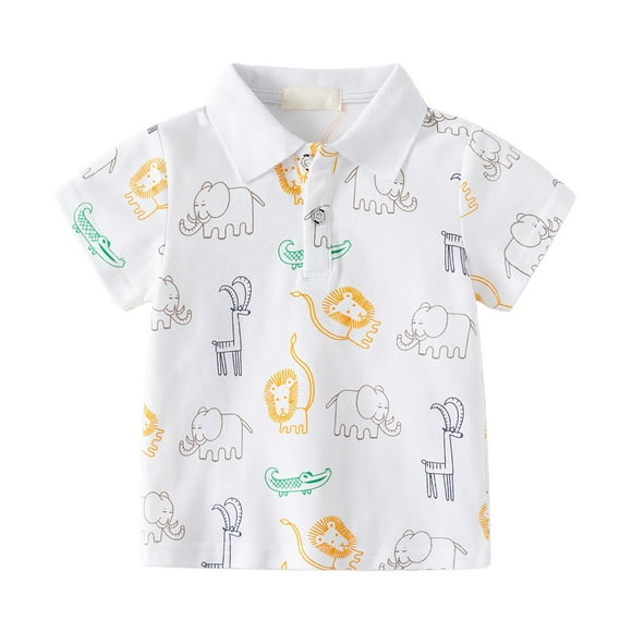 PMVFHDE Boys Casual Tops Summer Toddler Boys Girls Short Sleeve Cartoon Prints T Shirt Tops Clothes White,3-4 Years