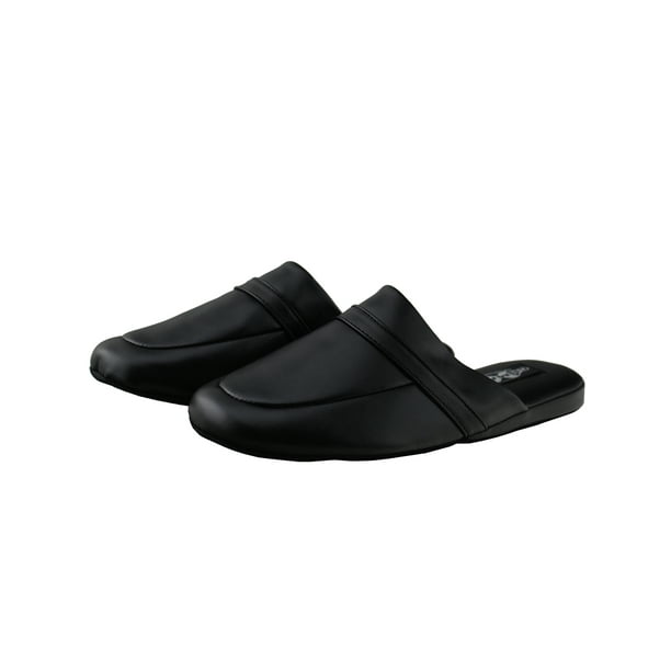 Tanleewa - Mens Black Slipper Fashion Open Back Leather Slippers ...