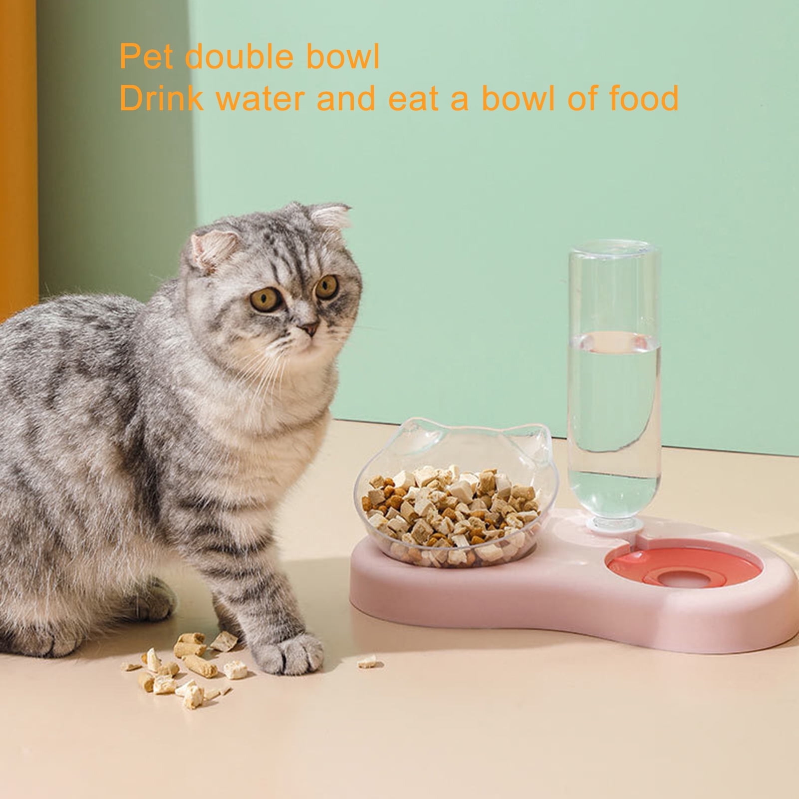 DOPI Pet Bowl Dry Wet Use Automatic Lightweight Cat Water Dispenser Food Container Feeder for Home Use