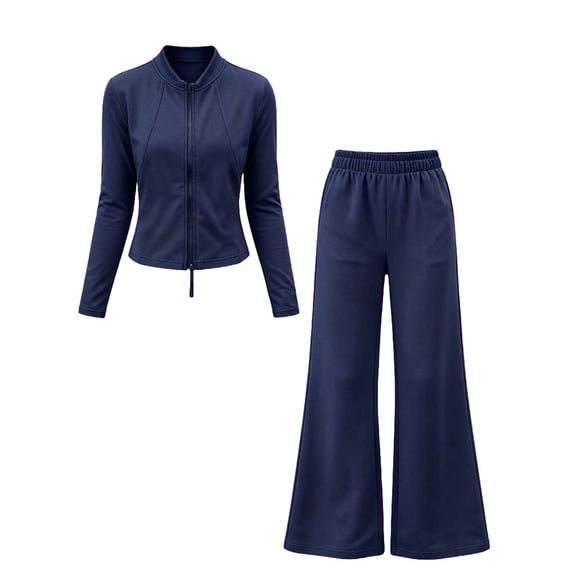 Girls Athletic Sets Stand Collar Zipper Elastic Long Sleeve Jackets High Waist Flare Pants Kids Yoga Dance Gym Sets 1-12 Years