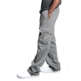 thumbnail image 5 of Cargo Sweatpants for Men Open Bottom Baggy Sweatpants Cozy Straight Leg Sweat Pants with Pockets Hiking Casual Athletic Pants Light Gray 2XL, 5 of 7