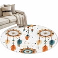 thumbnail image 6 of Boho Geometric Round Rug 3ft Washable Circle Entryway Rugs Non Slip Ethnic Feathers Patterns Retro Farmhouse Area Rug Indoor Floor Carpet for Bedroom Kitchen Living Room Office Dining Room Nursery, 6 of 8