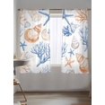 thumbnail image 5 of Sheer Curtains 63 Inch Length 2 Panels Set for Bedroom, Coastal Coral Semi Sheer Curtains for Windows, Starfish Shell Ocean Marine Life Blue Voile Window Treatments Rod Pocket Curtain, 5 of 7