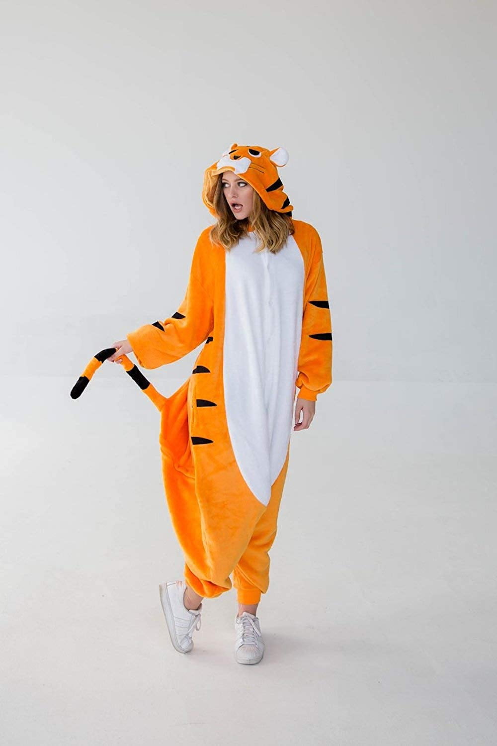 Jammies For Parties Animal Pajamas For Adult Unisex Cosplay Costume Plush One  Piece - Orange Tiger 